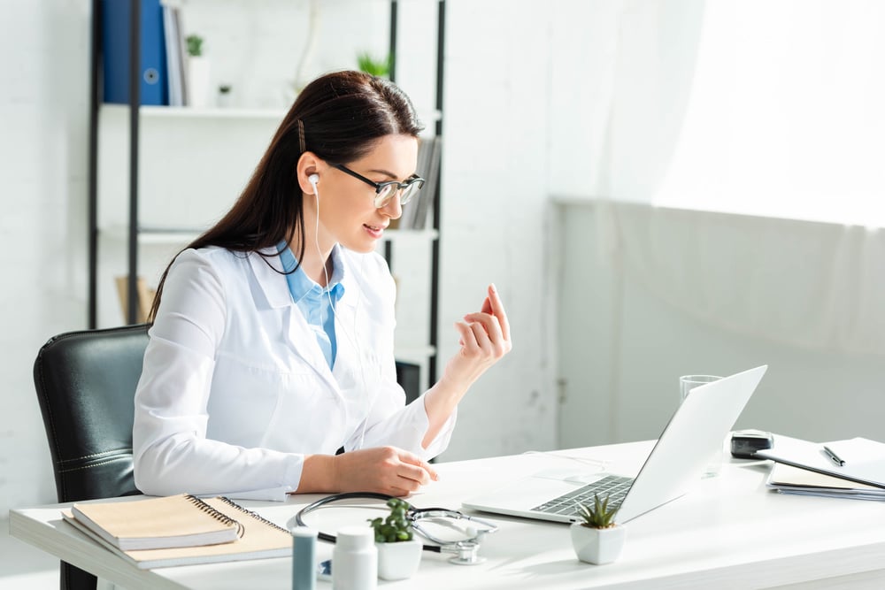 a doctor doing a virtual medical examination